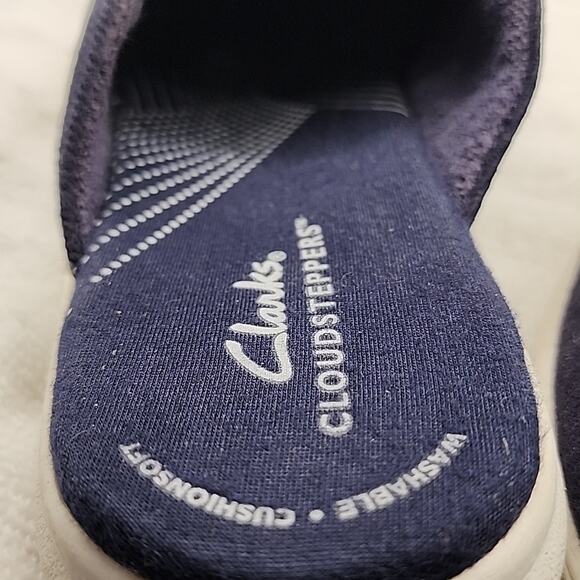 CLARKS BREEZE SHORE MULES DENIM BLUE LADIES SIZE 10 GUC - Picture 5 of 16